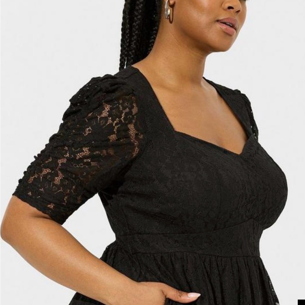 NWT Black Lace Mini Skater Dress - Picture 3 of 5